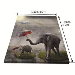 Mother And Baby Elephant Painting On Canvas Wall Art