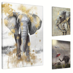 Mother And Baby Elephant Painting On Canvas Wall Art