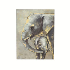 Mother And Baby Elephant Painting On Canvas Wall Art