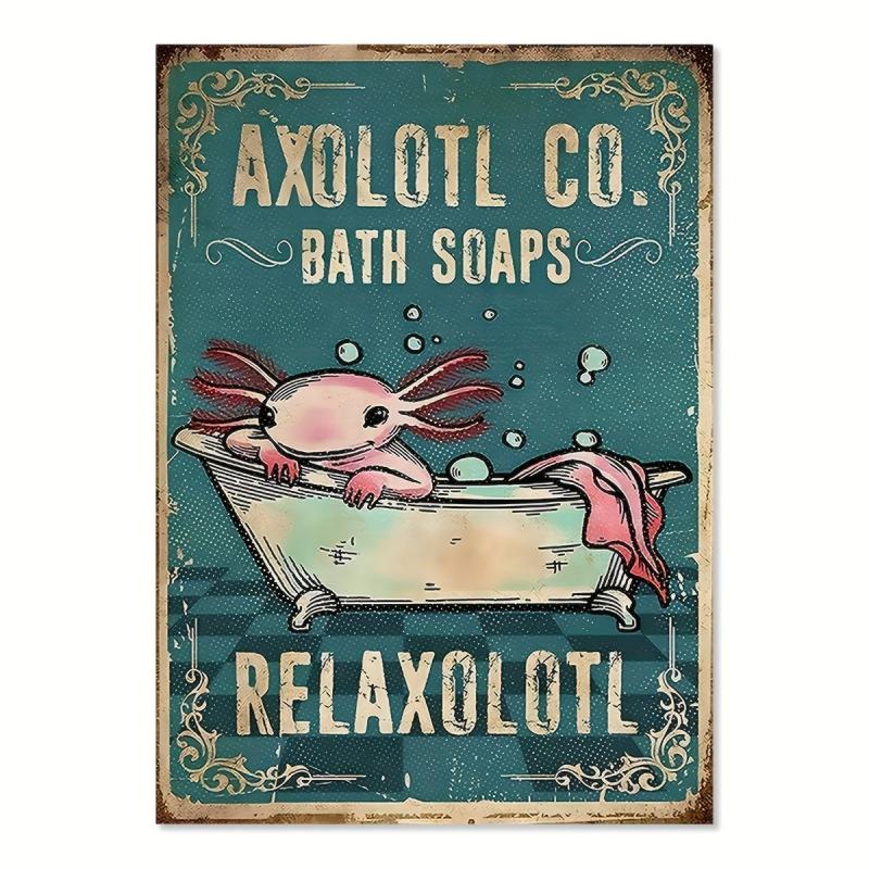 Animal Axolol Co Bath Soaps Relaxolotl Poster Funny Bathroom Wall Art