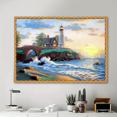 5D DIY Sea Wave Dolphin Landscape Diamond Painting Kit - Full Drill Diamonds