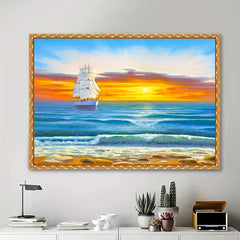5D DIY Sea Wave Dolphin Landscape Diamond Painting Kit - Full Drill Diamonds