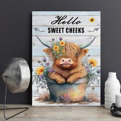 Highland Cow Wall Art Canvas Poster, Sunflower Decor
