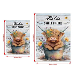 Highland Cow Wall Art Canvas Poster, Sunflower Decor