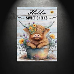 Highland Cow Wall Art Canvas Poster, Sunflower Decor