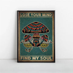 Vintage Hippie Mushroom Canvas Wall Art