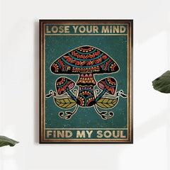 Vintage Hippie Mushroom Canvas Wall Art