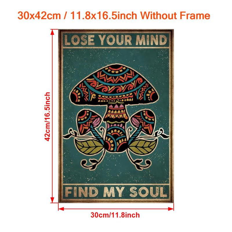 Vintage Hippie Mushroom Canvas Wall Art