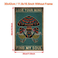 Vintage Hippie Mushroom Canvas Wall Art