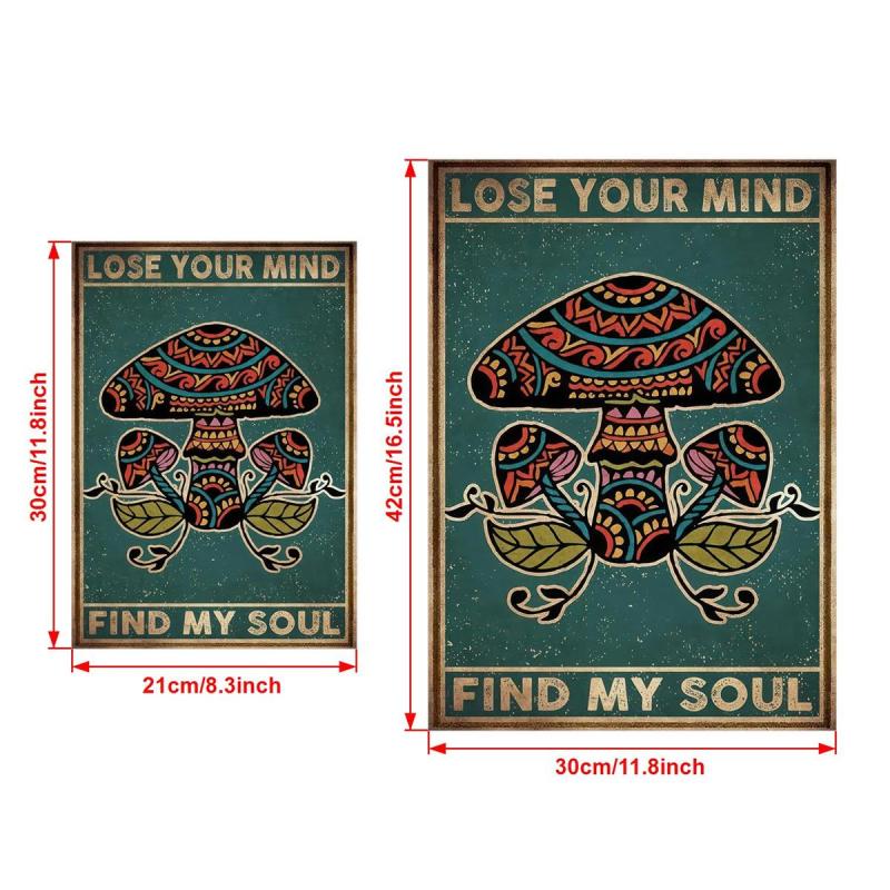 Vintage Hippie Mushroom Canvas Wall Art