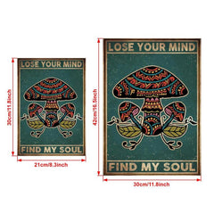 Vintage Hippie Mushroom Canvas Wall Art