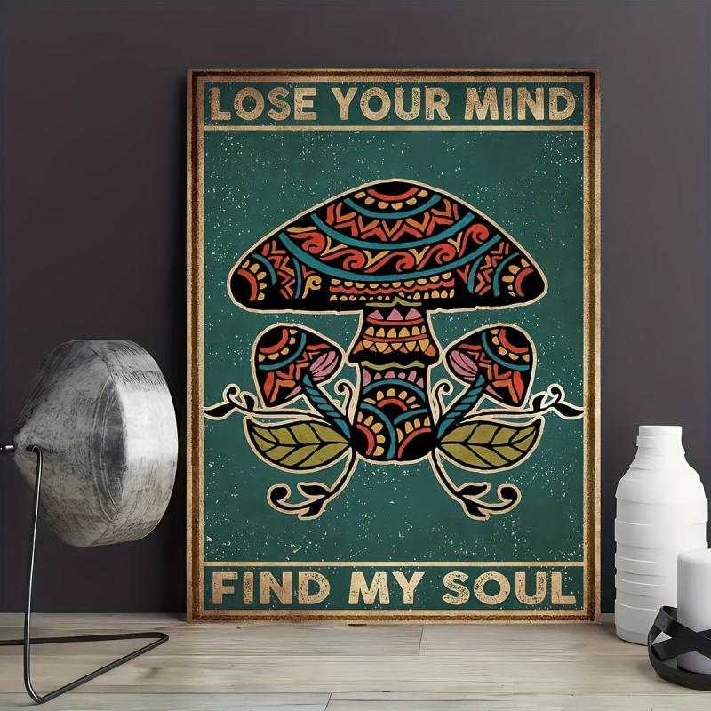 Vintage Hippie Mushroom Canvas Wall Art