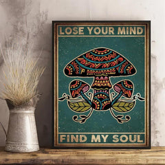 Vintage Hippie Mushroom Canvas Wall Art