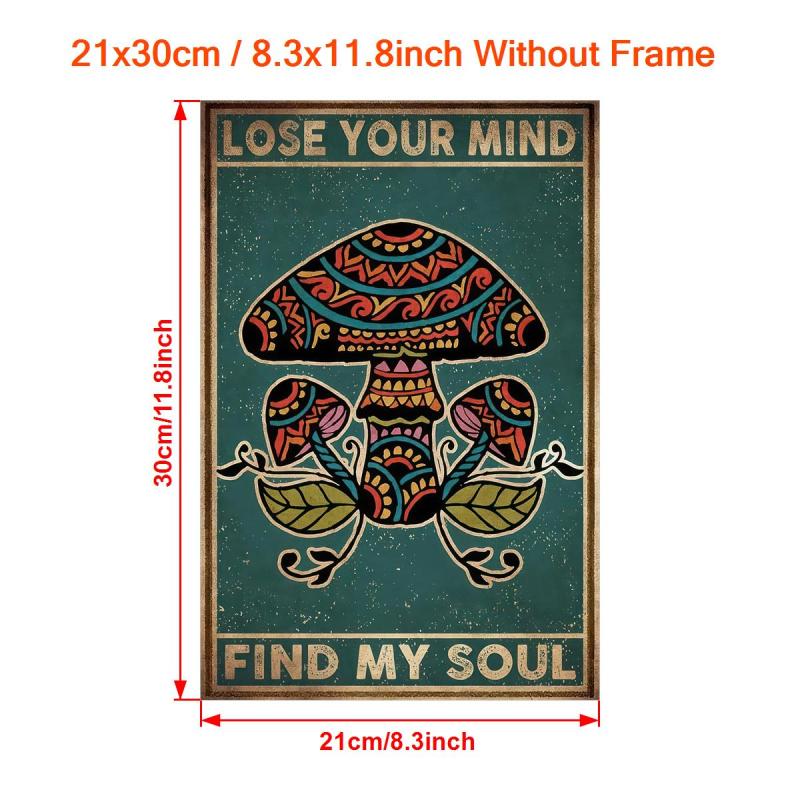 Vintage Hippie Mushroom Canvas Wall Art