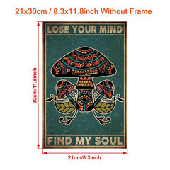 Vintage Hippie Mushroom Canvas Wall Art