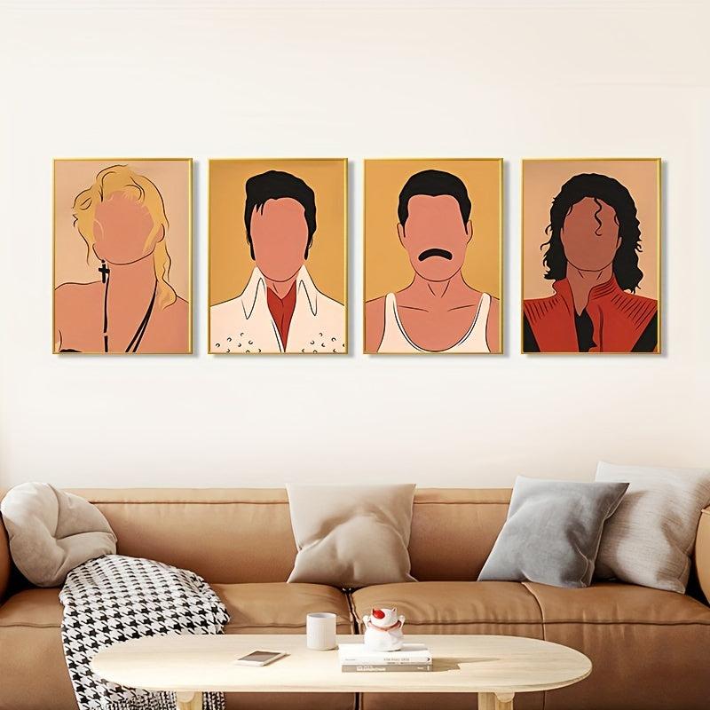 4pcs Vintage Music Theme Canvas Posters