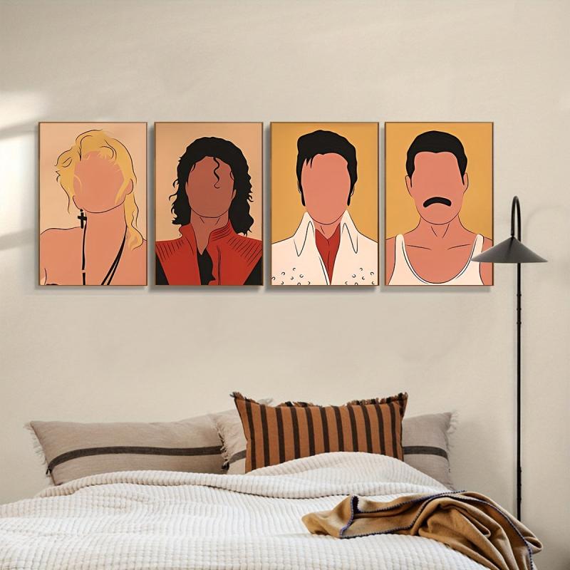 4pcs Vintage Music Theme Canvas Posters