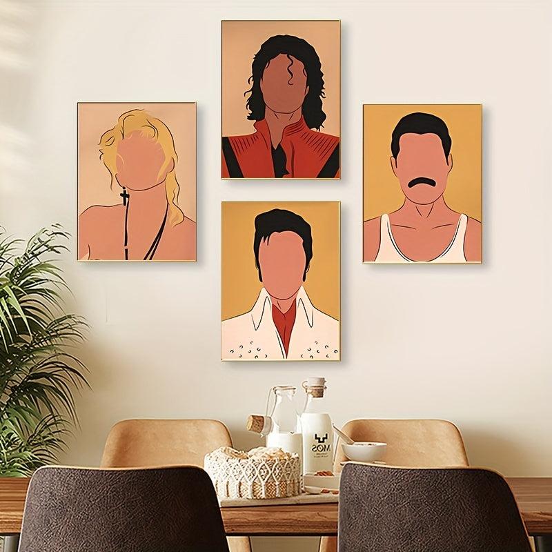 4pcs Vintage Music Theme Canvas Posters