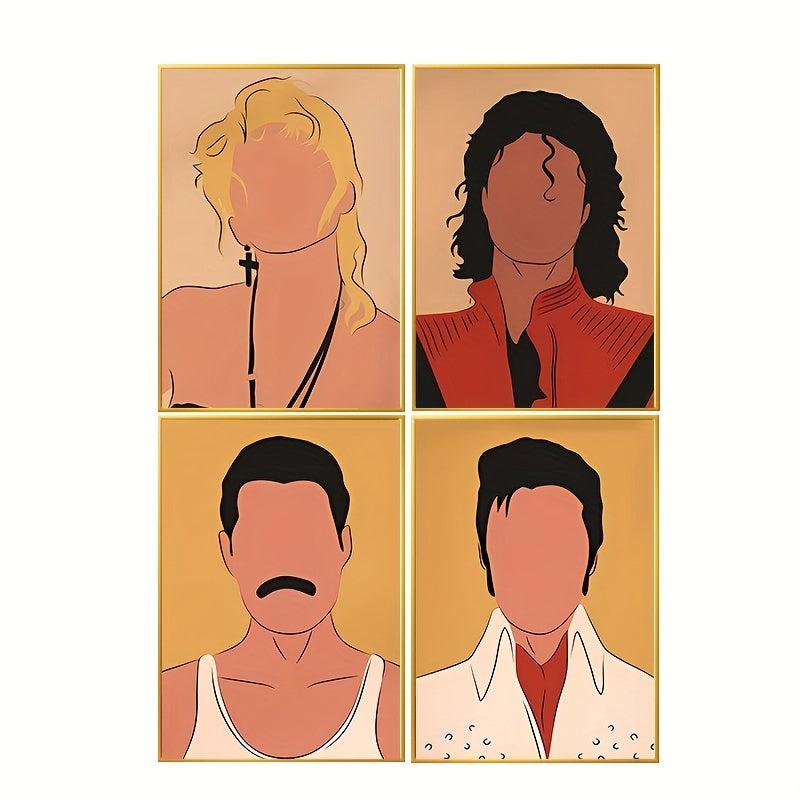 4pcs Vintage Music Theme Canvas Posters