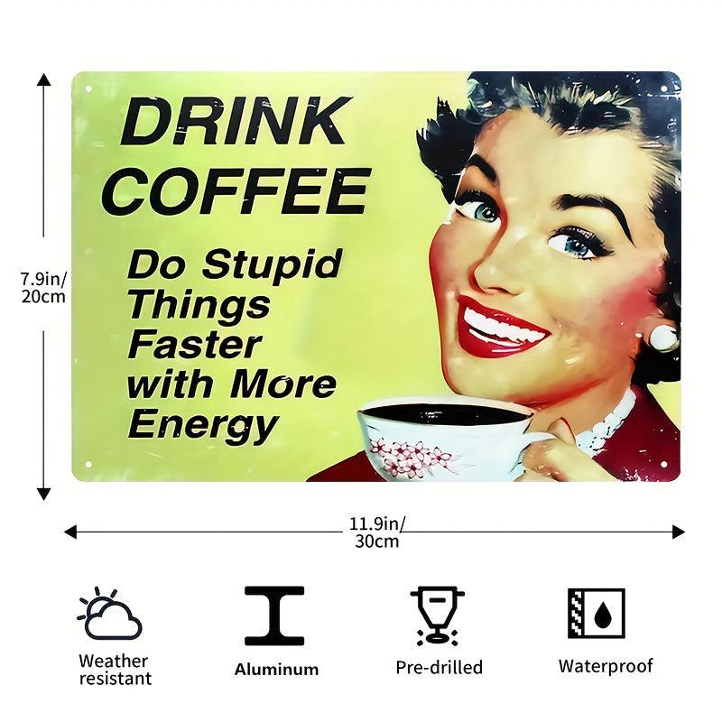 Coffee Bar Metal Sign - Fresh Brewed Classic Espresso Coffee