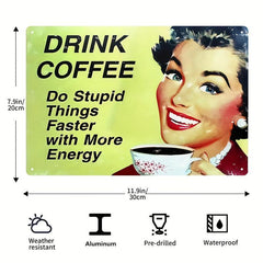 Coffee Bar Metal Sign - Fresh Brewed Classic Espresso Coffee
