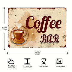 Coffee Bar Metal Sign - Fresh Brewed Classic Espresso Coffee
