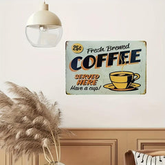 Coffee Bar Metal Sign - Fresh Brewed Classic Espresso Coffee