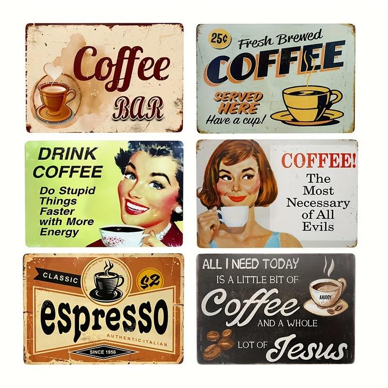 Coffee Bar Metal Sign - Fresh Brewed Classic Espresso Coffee