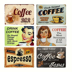 Coffee Bar Metal Sign - Fresh Brewed Classic Espresso Coffee