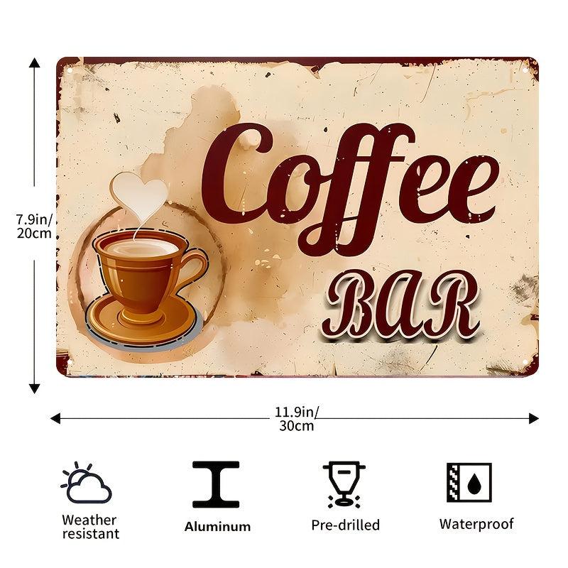 Coffee Bar Metal Sign - Fresh Brewed Classic Espresso Coffee