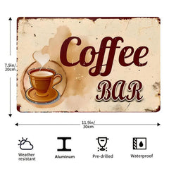 Coffee Bar Metal Sign - Fresh Brewed Classic Espresso Coffee