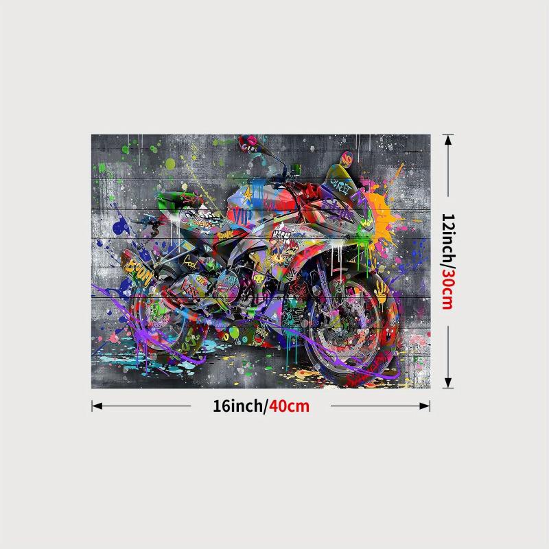 Framed Graffiti Canvas Art Painting Motorcycle High Heels Rose Poster