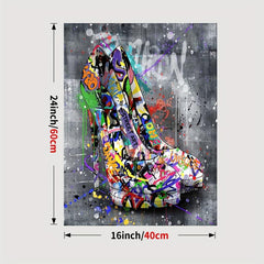 Framed Graffiti Canvas Art Painting Motorcycle High Heels Rose Poster