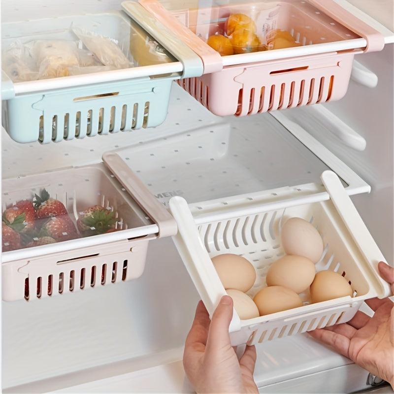 Pink Retractable Hanging Food Storage Basket for Bread, Eggs, Fruits, Vegeta