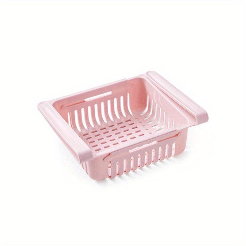 Pink Retractable Hanging Food Storage Basket for Bread, Eggs, Fruits, Vegeta