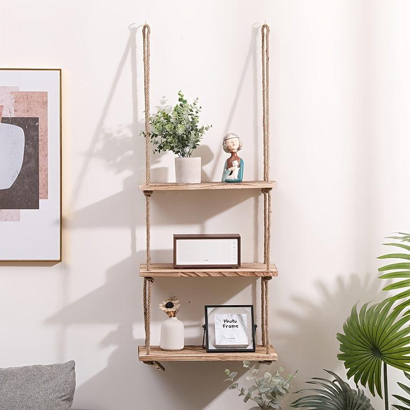 Boho Hanging Woven Storage Shelf for Home Organization