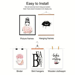 Stylish Girl Makeup Room Decor Canvas Print 6pcs