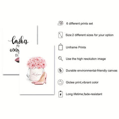 Stylish Girl Makeup Room Decor Canvas Print 6pcs