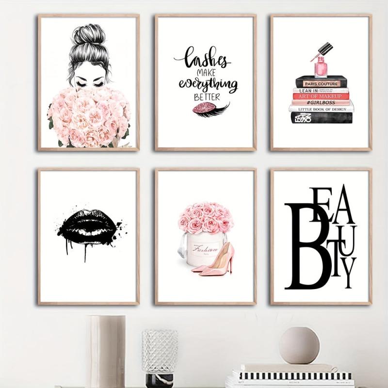 Stylish Girl Makeup Room Decor Canvas Print 6pcs