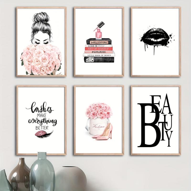 Stylish Girl Makeup Room Decor Canvas Print 6pcs