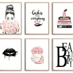 Stylish Girl Makeup Room Decor Canvas Print 6pcs
