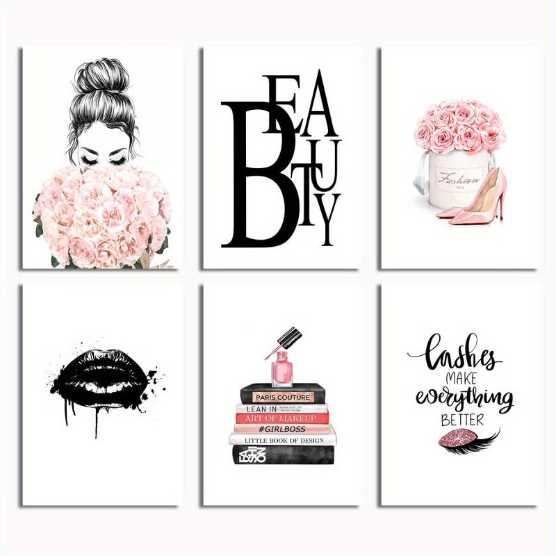 Stylish Girl Makeup Room Decor Canvas Print 6pcs