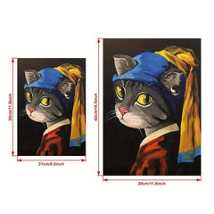 Canvas British Cat With Pearl Earrings Art Painting
