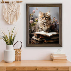Vintage Art Cat And Book Canvas Poster