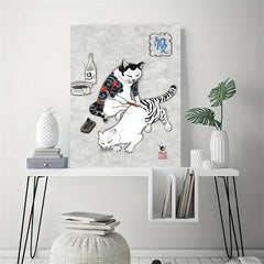 Japanese Cat Poster Monmon Cats Art Print Bedroom Living Room Decor