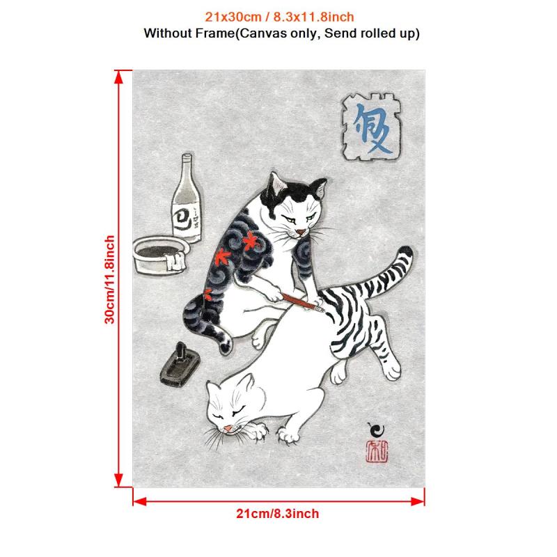 Japanese Cat Poster Monmon Cats Art Print Bedroom Living Room Decor