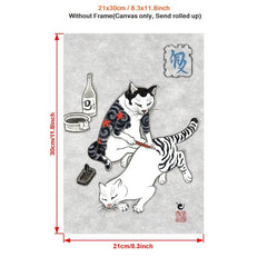 Japanese Cat Poster Monmon Cats Art Print Bedroom Living Room Decor