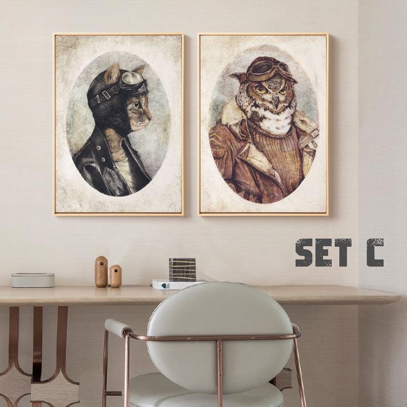 2pcs American Vintage Wild Animals Posters Set