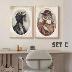 2pcs American Vintage Wild Animals Posters Set