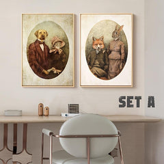 2pcs American Vintage Wild Animals Posters Set